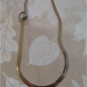 ❤️18kt stamped‎ Thick herringbone gold Bonded necklace 30 inch